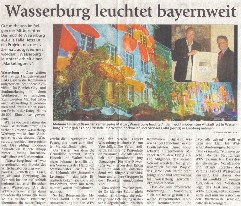 Wasserburg leuchtet bayernweit