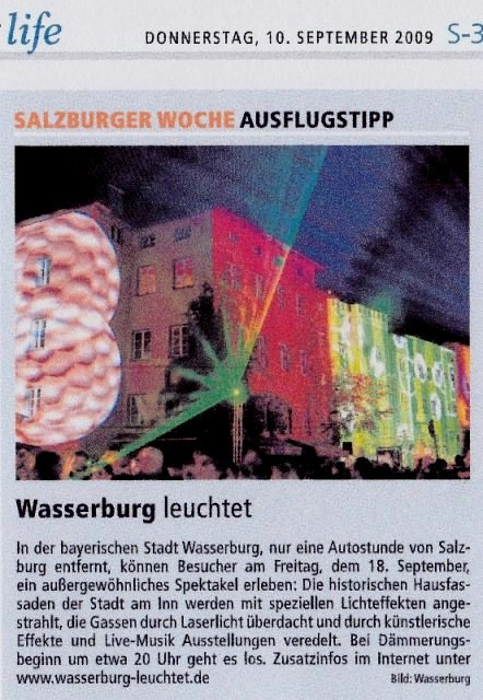 Wasserburg Leuchtet ist der Ausflugtipp der Salzburger Woche